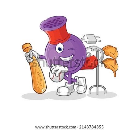 hair dryer playing baseball mascot. cartoon vector