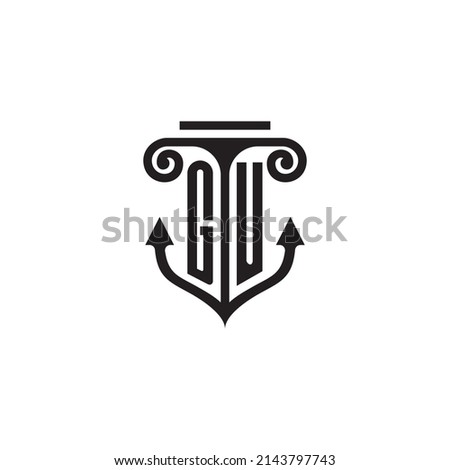 GU pillar and anchor combination concept logo in high quality design