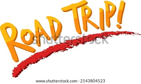 Road trip text icon on white background illustration