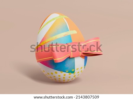 colorful easter egg with pink decorative fat