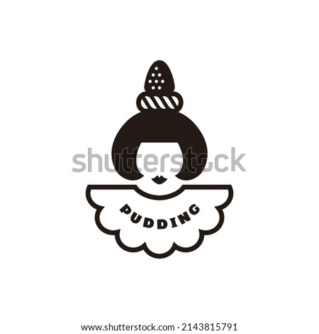 Pudding girl, flat vector illustration symbol design