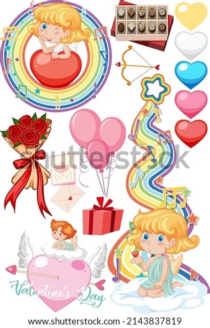 Valentine theme with balloons and cupid illustration