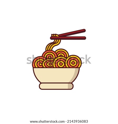 vector illustration of noodles in a bowl