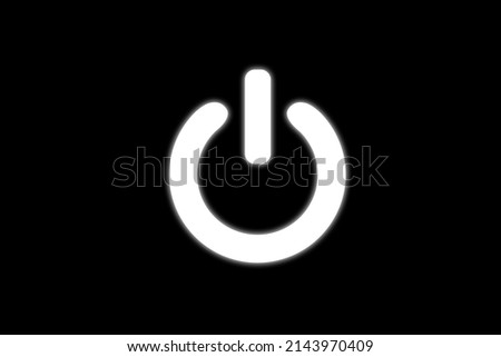 Glowing power button on black background. Royalty-Free Stock Photo #2143970409