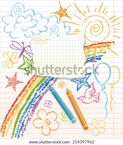 Crayon drawing and space for your text Royalty-Free Stock Photo #214397962
