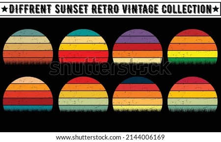 Retro Vintage Sunset Background Clipart Vector illustration, sunset striped clipart  Royalty-Free Stock Photo #2144006169