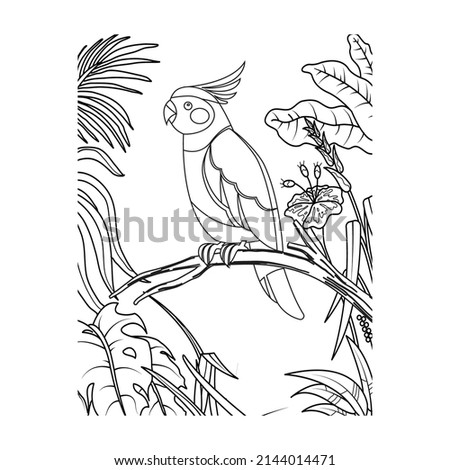 Bird Coloring Pages for Kids. Bird Coloring Page. Bird Coloring Pages.  sketch drawing with doodle. Line Art