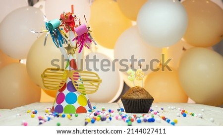 Creative happy birthday greetings with number 39, festive background with balloons for thirty-nine years, decorations for the holiday.