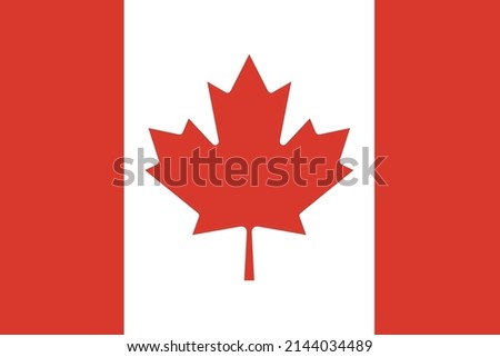 Flag of Canada. Red maple leaf, Canadian symbol. State symbol of the country. Isolated vector illustration.