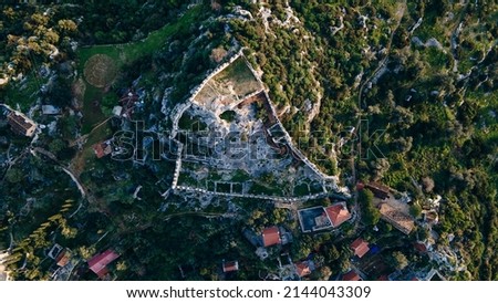 aerial view the beautiful panorama of Kekova, the sunken city from the simian castle. High quality photo