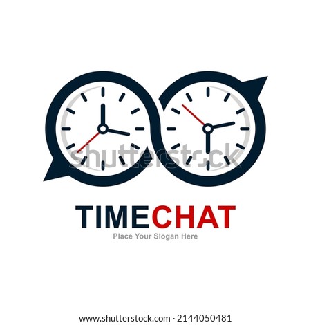 Time chat vector logo design. Suitable for clock symbol and discussion duration.