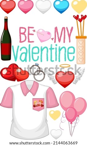 Valentine theme with shirt and balloons illustration