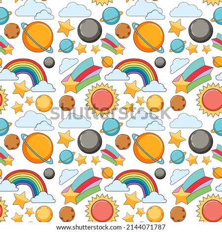 Seamless background design with sun and moon illustration