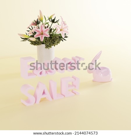 Easter Shopping Banner with Sale Display Pastel Background