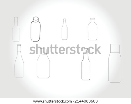 bottle line art icon vector free download.Bottles for Liquid Signs Black Thin Line Icon Set Include of Water, Alcohol Drink and Jar. Vector illustration of Icons 