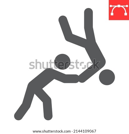 Judo sport glyph icon, sport and wrestling, judo vector icon, vector graphics, editable stroke solid sign, eps 10.
