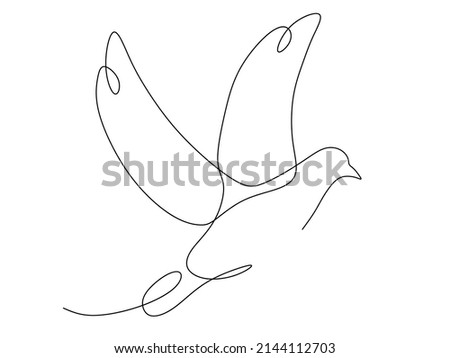 Continuous one line drawing of a bird flying. Tattoo and logo concept. Vector illustration