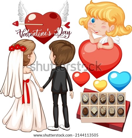 Valentine theme with wedding couple illustration