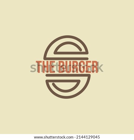 The burger logo template for fast food business. Burger logo template inspiration in vintage line art style. Vector illustration