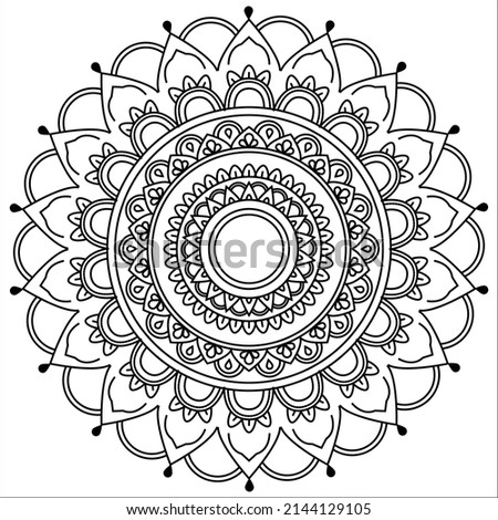 Circle pattern in the  mandala and Henna, Mehndi, tattoos, decorative ornaments in ethnic oriental style, coloring book pages.