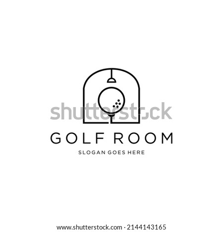 
golf and room logo. creative combination of golf indoors
