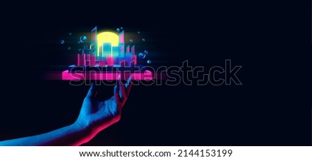metaverse with social data netowork simulation, ai information of internet of things, hold the global system technology, deep learning, robotic binary, digital hacker security Royalty-Free Stock Photo #2144153199