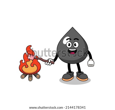 Illustration of oil burning a marshmallow , character design