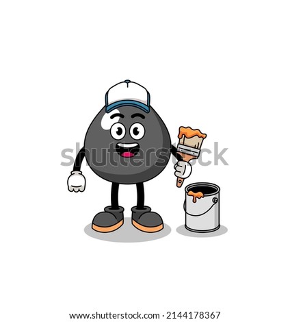 Character mascot of oil as a painter , character design