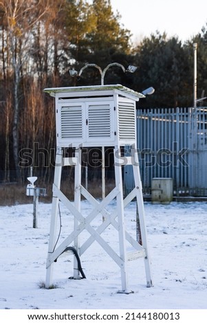 Weather monitoring station located in Granica, in Kampinos National Park. Picture taken in the winter afternoon. Natural soft light