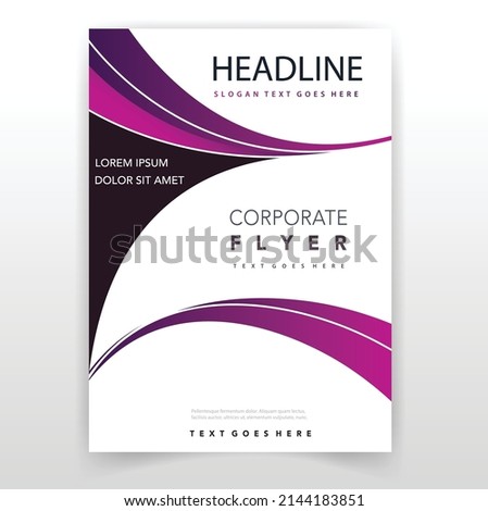 Flyer business trendy corporate style. Business flyer layout template in A4 size. Modern Brochure template cover design, annual report, poster with geometric and wavy lines for business market. 