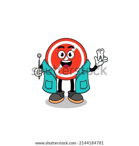 Illustration of stop sign mascot as a dentist , character design