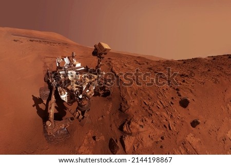 Mars rover on the surface of Mars. Elements of this image furnished by NASA. High quality photo