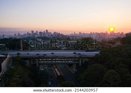 Aerial image of dawn on the Sumaré subway in the city of sao paulo 