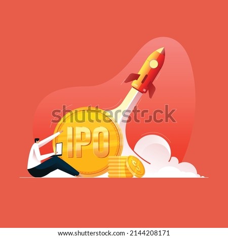 Person Trading on IPO Initial Public Offering, Business Startup and Stock Market Concept Royalty-Free Stock Photo #2144208171