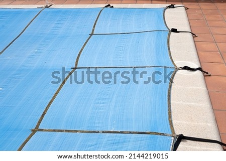 
indoor pool with winter cover for autumn and winter Royalty-Free Stock Photo #2144219015
