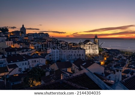 City view in Lisbon (Portugal) by sunrise