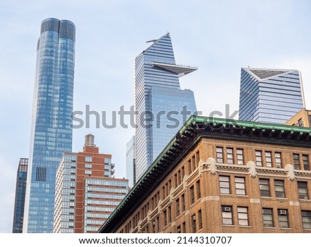 Tall skyscraper buildings near Hudson Yards in Manhattan New York City Royalty-Free Stock Photo #2144310707