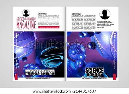 Science and business brochure flyer design template vector. Modern technology cover background in A4 size.