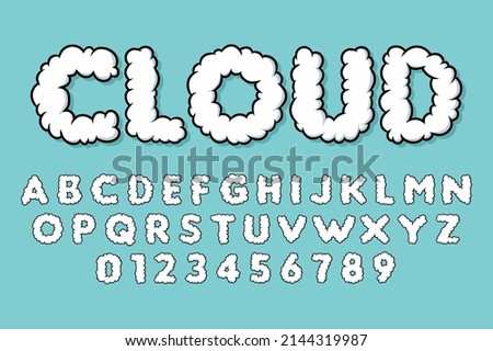 Alphabet Cloud Bubble Cute Typography Set concept Cartoon Vector
