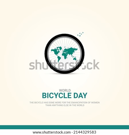 World Bicycle Day, 3rd June. 3D illustration,  World map and Cycle and globe concept . 
