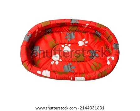 red bed for pets with white and red dogs art