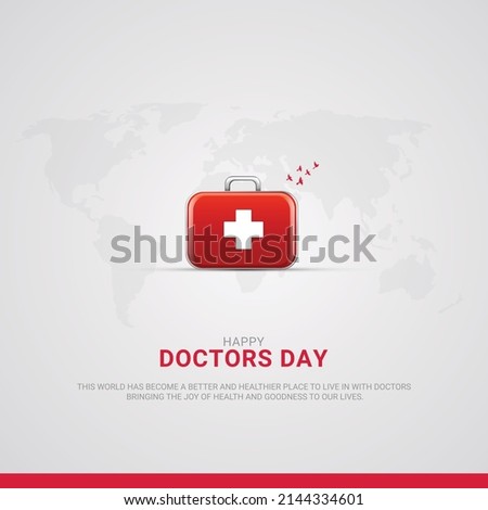 International happy Doctor's Day , Happy Doctor's day, 
3D illustration . First aid box. Royalty-Free Stock Photo #2144334601