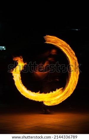 fire fire show, a night performance with a burning fire. flames in the night.
