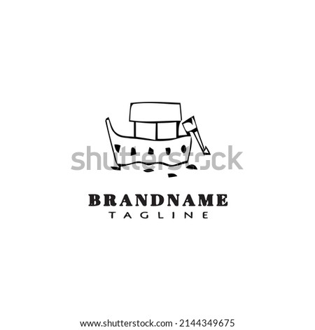cute boat logo cartoon icon design template black modern isolated vector illustration