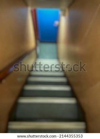 defocus of the interior of the aisle in the ship. room on the ship. Accomodation vessel. Stair way