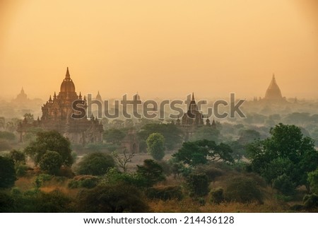 The Temples of , Bagan at sunrise, Mandalay, Myanmar