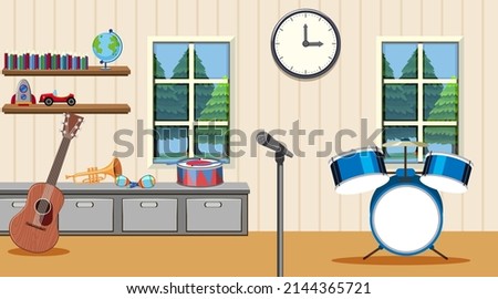School music classroom interior concept illustration