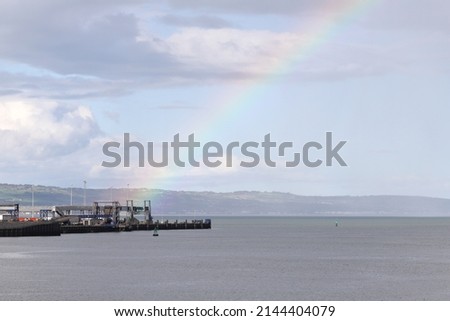 Belfast Harbour Rainbow.  A rainbow is pictured over Belfast harbour.  Belfast Harbour is Northern Ireland's main maritime gateway.