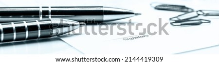 banner or header, business concept picture with papers and documents, a pen and place to sign