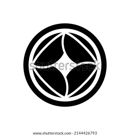 Four leaves, Japanese family crest style vector symbol design